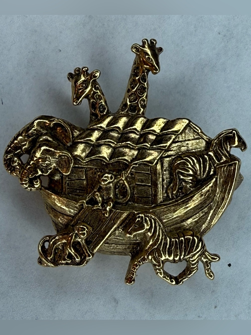 Gold-tone Noah's Ark Pin Brooch